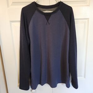 ORVIS Classic Raglan Stretch Blue/Grey Heather 3/4 Sleeve Crew Neck Tee Mens L